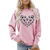 Sunidol Womens Dog Mom Sweatshirts Cute Dog Paw Print Heart Graphic Long Sleeve Crewneck Casual Tee Tops