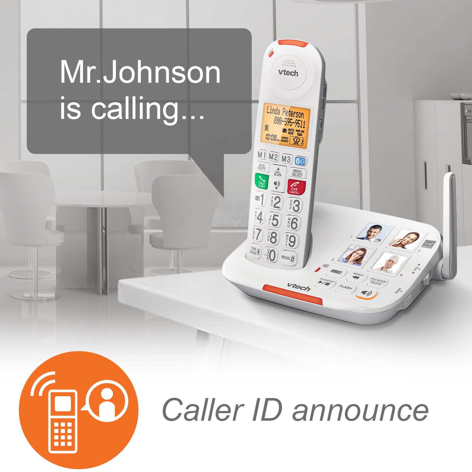 VTech Amplified Cordless Senior Phone with Answering Machine, Call Blocking, 90dB Ringer, Audio Assist, Big Buttons