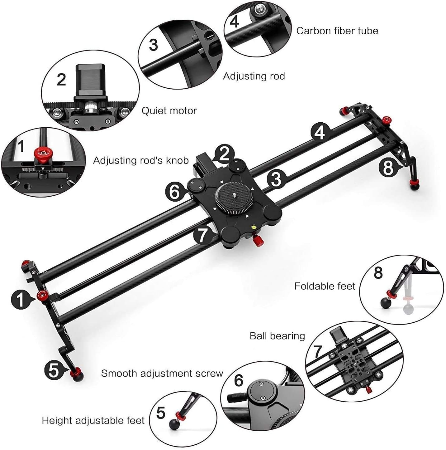 Camera Slider Track Dolly Slider Rail System with Motorized Time Lapse and Video Shot Follow Focus Shot and 120 Degree Panoramic Shooting 31" 80cm : Camera & Photo