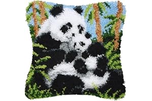 GemJelry Latch Hook Kits for Adults Kids DIY Animal Panda Pillow Cover Beginner Cross Stitch Kits with Preprinted Canvas Croc