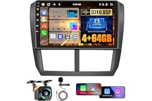 HIKITY for Subaru Forester Impreza WRX 2008-2012 Android Car Stereo with Wireless Carplay, 8 Core 4+64GB 9 Inch IPS Touchscreen Car Radio 59UI GPS Navigation WiFi 32EQ DSP Backup Camrea