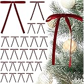 24 Pcs Red Velvet Christmas Tree Bows, Velvet Ribbon Christmas Bow for Tree Door, Wreath, Gift Wrapping, Crafts, Party, Premade Twist Tie Bows for Home Garland Decor (3/8'' Wide, 5 * 7 inch)
