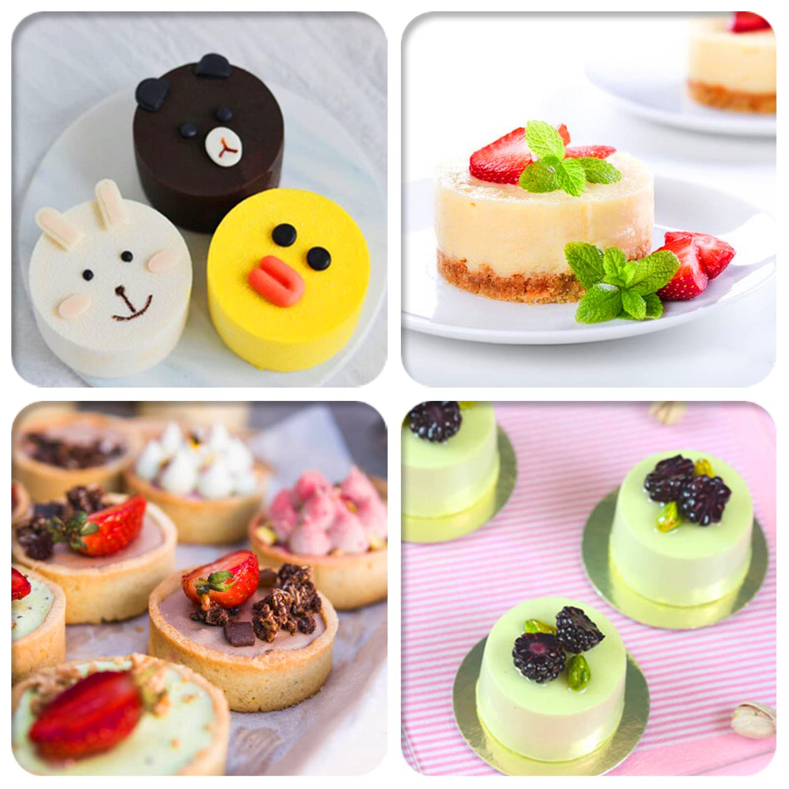 Ocmoiy 2 Inch Ore Mold Round Silicone Molds for Chocolate Covered Ore Cookie, Mini Cake, Candy, Dessert, Jelly, 24 Cups Cylinder Baking Mold Set of 2