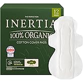 INERTIA The Perfection Green – 100% Organic Cotton Korean Pads with Wings | Heavy Absorbency | Ultra Fast Absorption & Breathable Bio-Film, Leak-Proof & Hypoallergenic Period Pads for Women (12 Count)