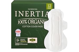 INERTIA The Perfection Green – 100% Organic Cotton Korean Pads with Wings | Heavy Absorbency | Ultra Fast Absorption & Breathable Bio-Film, Leak-Proof & Hypoallergenic Period Pads for Women (12 Count)