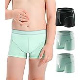 Carer Washable Incontinence Underwear for Boys with Front Absorbency 70ml Kids Incontinence Boxer Briefs Reusable Cotton Leak Proof Underwear for Teen Boys Age 4-18, 3pk M (1 Black, 2 Green)