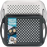 Food Trays for Eating on Couch - 2 Pack - Non Slip Dinner Trays for Eating Set of 2 Non Slip Serving Tray and Food Tray with Handles (Black & White)