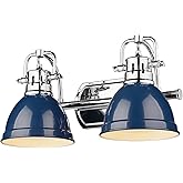 Golden Lighting Duncan CH 2 Light Bath Vanity in Chrome with Navy Blue Shade