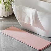 Pink Memory Foam Bath Runner Mat Long Narrow Bathroom Rug Microfiber Bathroom Carpet Non Slip Soft Absorbent Washable Bathrug,16" x 47"