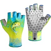 BASSDASH Unisex UPF 50+ Half Finger Sun Gloves Fingerless Breathable UV Protection for Fishing Hiking Kayaking Rowing FG02