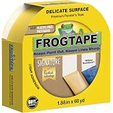FrogTape Delicate Painter's Tape with PAINTBLOCK, 1.88 in x 60 Yds, 1 Roll | 2" Wide Yellow Paint Tape, Low Adhesion for Freshly Painted Walls, Trim &amp; Surfaces, Seals Edges for Super Sharp Paint Lines