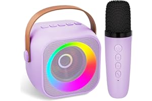Amazmic Toys for Girls Karaoke Machine for Kids, Birthday Gifts for Girl Age 3 4 5 6 7 8 9 10+ Year Old Boy, Portable Speaker for Kid Mini Karaoke Microphone Gift for Home Class Party- Purple