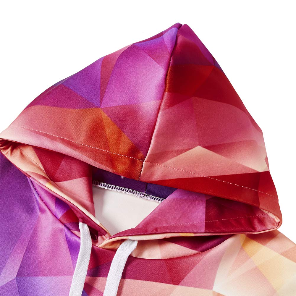 TUONROAD Realistic 3D Hooded Shirt Tops Colorful Color Block Burgundy Jade Geometric White Youth & Adult Hip Hop Hoodies Sweatshirt Autumn Men\'s Long Sleeve Pullovers with Big Pocket Front