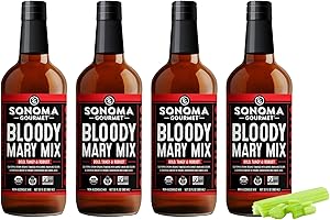 Sonoma Gourmet Organic Bloody Mary Mix | Bold, Tangy & Robust | USDA Organic, Non-GMO, Vegan & Keto-Friendly | Premium Cocktail Mixer - 33 Ounce Bottles (Pack of 4)