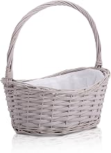 Wickerfield Wicker Wedding Flower Girls Basket Pink Grey 22x29x31 cm