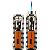 HONEST Torch Lighter Single Power Jet Flame Butane Lighter Windproof Lighter Mens Gifts Lighter for Candle Camping Family Use (Gold)
