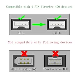 GINTOOYUN FireWire 400 Cable Cord 4 Pin to 4 Pin