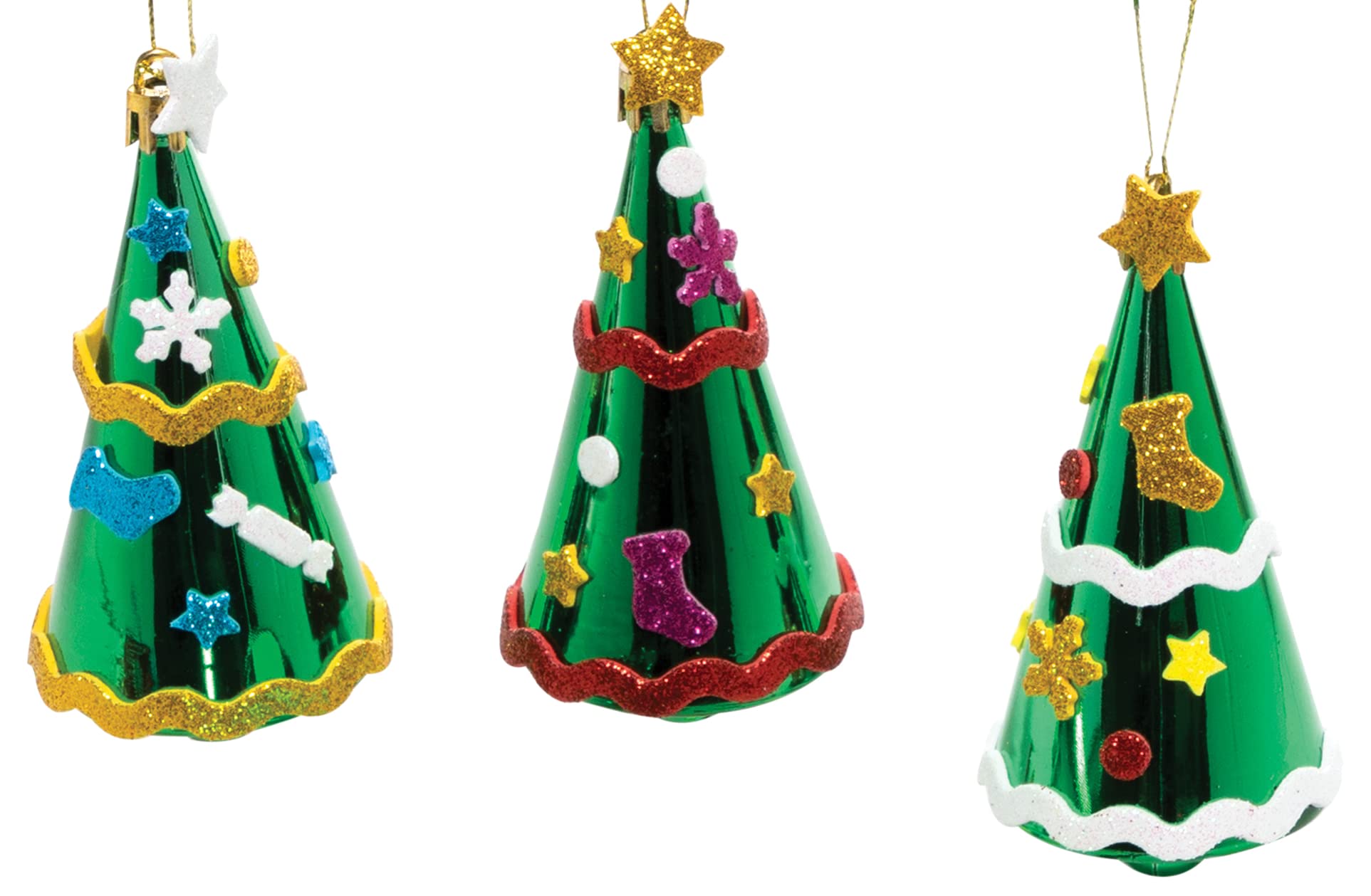 Baker Ross FE858 Christmas Tree Bauble Kits - Pack of 6, Make Your Own Christmas Decorations, Festive Tree Ornaments for Kids to Decorate and Display, Hanging Decorations for Christmas Trees