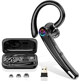 Atheewon Bluetooth Headset V5.4, Wireless Bluetooth Earpiece with Dual Mic Noise Cancelling, 115H Playtime Computer Headset Hand Free Headphones for Trucker, Driver, Home, Work, Business