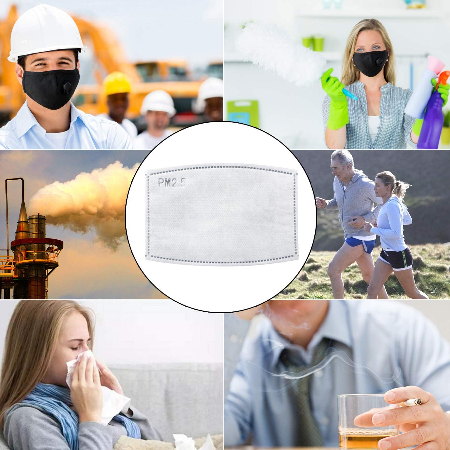 Skyoo 30/60 Pieces Face Mask Filters,Anti PM2.5 N95 Activated Carbon Mask Filter Insert 5 Layers Protective Filter Breathing Mouth Mask Filter for Outdoor Activities