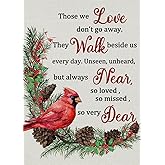 Furiaz Those We Love Don't Go Away Cardinal Red Bird Small Decorative Winter Garden Flag, Quote Yard Pine Cone Tree Branches Home Outside Decoration, Christmas Farmhouse Outdoor Decor 12x18