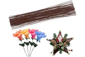 Cinvo 22 Gauge Stem Wire - 100 Counts Floral Paper Wrapped Wire - 14 Inch for Flower Arrangements - DIY Bouquet Handcrafts - Dark Brown