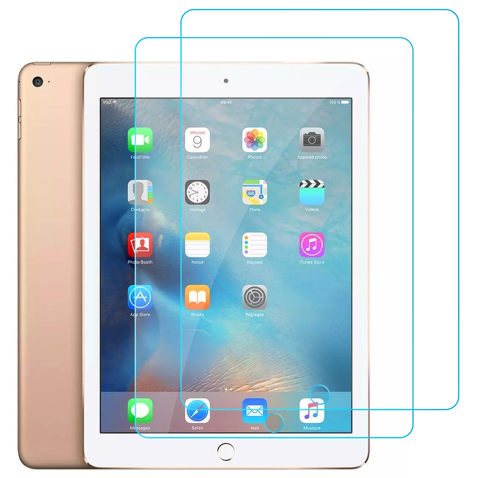 Whioltl Screen Protector for iPad Air 1, iPad Air 2 (9.7-Inch, 2018/2017 Model, 6th / 5th Generation), iPad Pro 9.7-Inch, 99.99% HD Clarity Tempered Glass Film Case Friendly Scratchproof oilproof