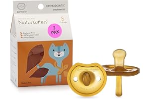 Natursutten Pacifiers 0-6 Months - 2-Pack Butterfly Shield Orthodontic Nipple Natural Rubber Safe & Soft BPA-Free Pacifier for Breastfeeding Babies - Newborn Pacifiers Made in Italy