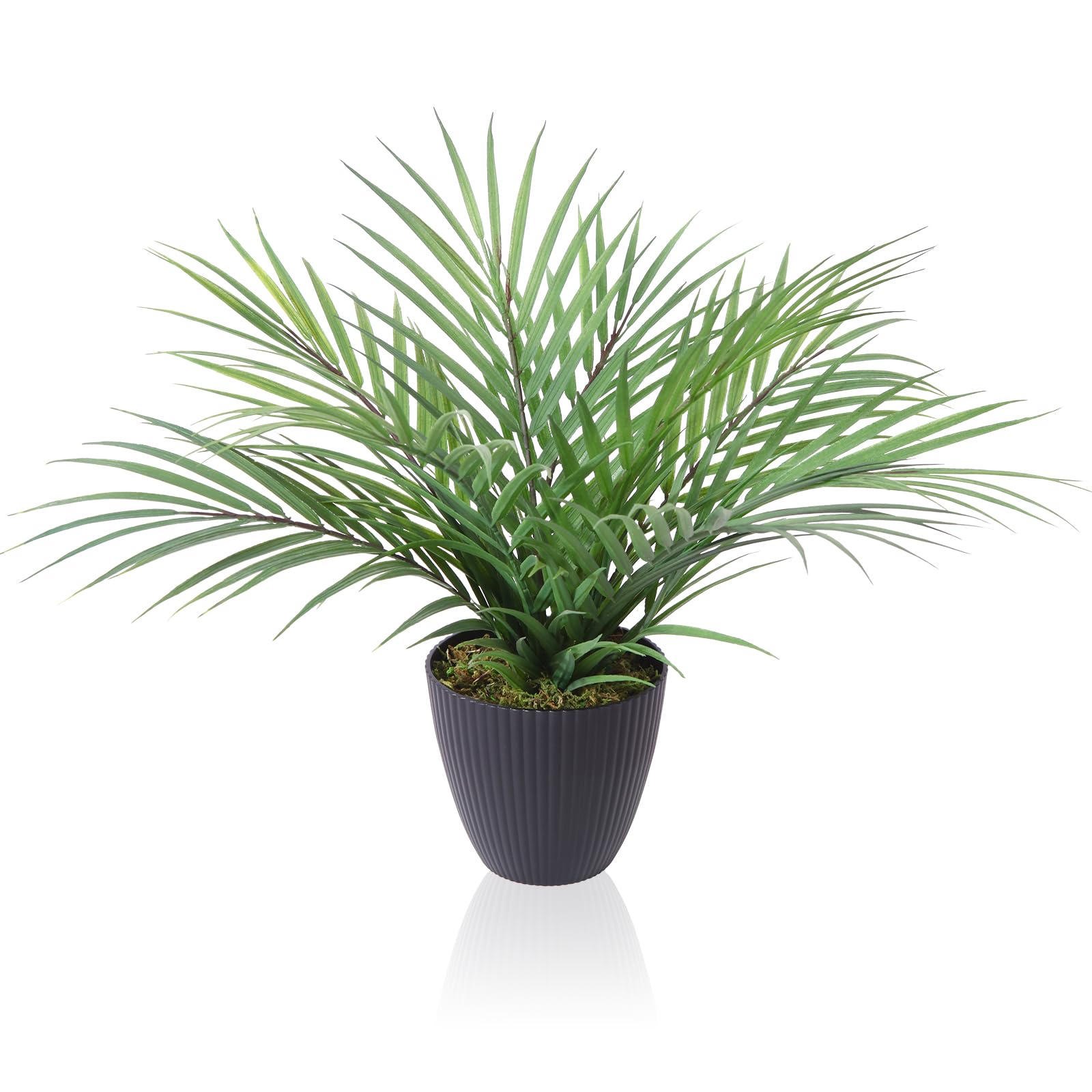 CROSOFMI Artificial Plants Areca Palm 35cm Fake Tropical Tree Faux Plants for Indoors and Outdoors Artificial Foliage and Plastic Pot for Party Office Home House Decorations (1 PACK)