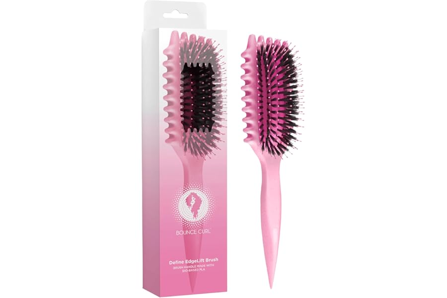 Bounce Curl Define EdgeLift Brush, 5-in-1 Tool for Effortlessly Defined Curls, Waves & Coils, Reduces Frizz – Pink