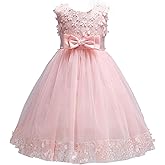 Acecharming Flower Girl Dresses for Wedding, Bridesmaid Baby Girl Pageant Elegant Lace Tulle Baptism Princess Party Dress