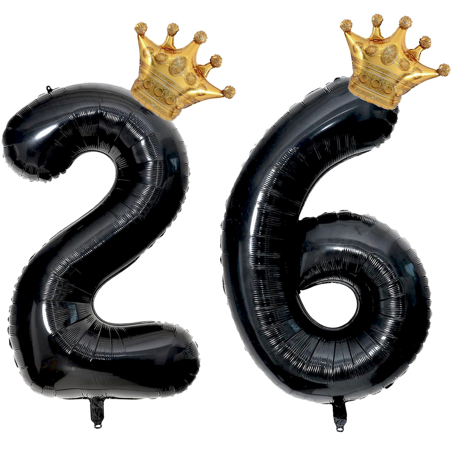 Photo 1 of 40 inch Large Black 26 Balloon Number with Gold Crown Balloons 26th Birthday Big Foil Mylar Helium Balloon for Boys Girls 26th Birthday Anniversary Decorations Supplies Favors(Number 26 Balloons?