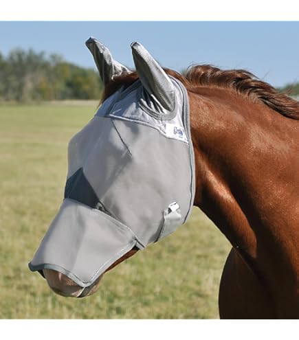 CHG Masque anti-mouches avec oreilles, couvre-tête de cheval en maille