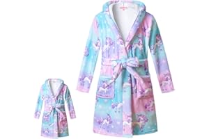 CHILDRENSTAR Matching Girls & Doll Robe Kids Bathrobes Plush Soft Fleece Pajamas Sleepwear