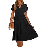 ANRABESS Womens Summer Causal Dresses V Neck Short Sleeve Midi Dress 2026 Flowy Tiered Boho Beach Sundress Vacation Outfits