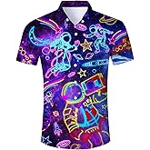 Fanient Mens Hawaiian Shirt Summer 3D Print Casual Short Sleeve Button Down Graphic Aloha Dress Shirts