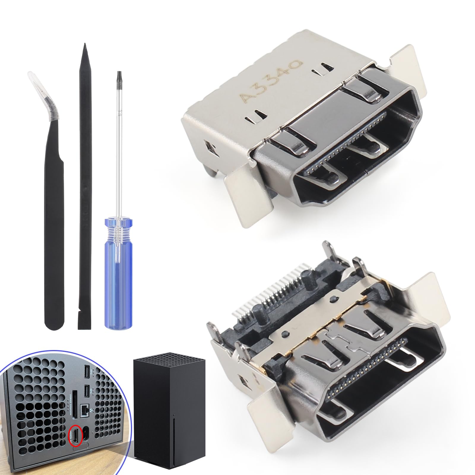 Photo 1 of HDMI Port Socket Connector for Xbox Series X Socket Jack Series X Interface Connector Replacement for XSX Console with Repair Tools(1PCS)