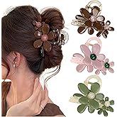 3Packs Flower Hair Clips,Large Claw Clips for Thick Thin Hair Strong Hold Non-Slip Hair Accessories for Women