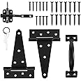 Heavy Duty Gate Hardware Kit,with Self Locking Gate Latch,2 PCS 6inch T-Hinges,1 PC 6.5inch Gate Handle