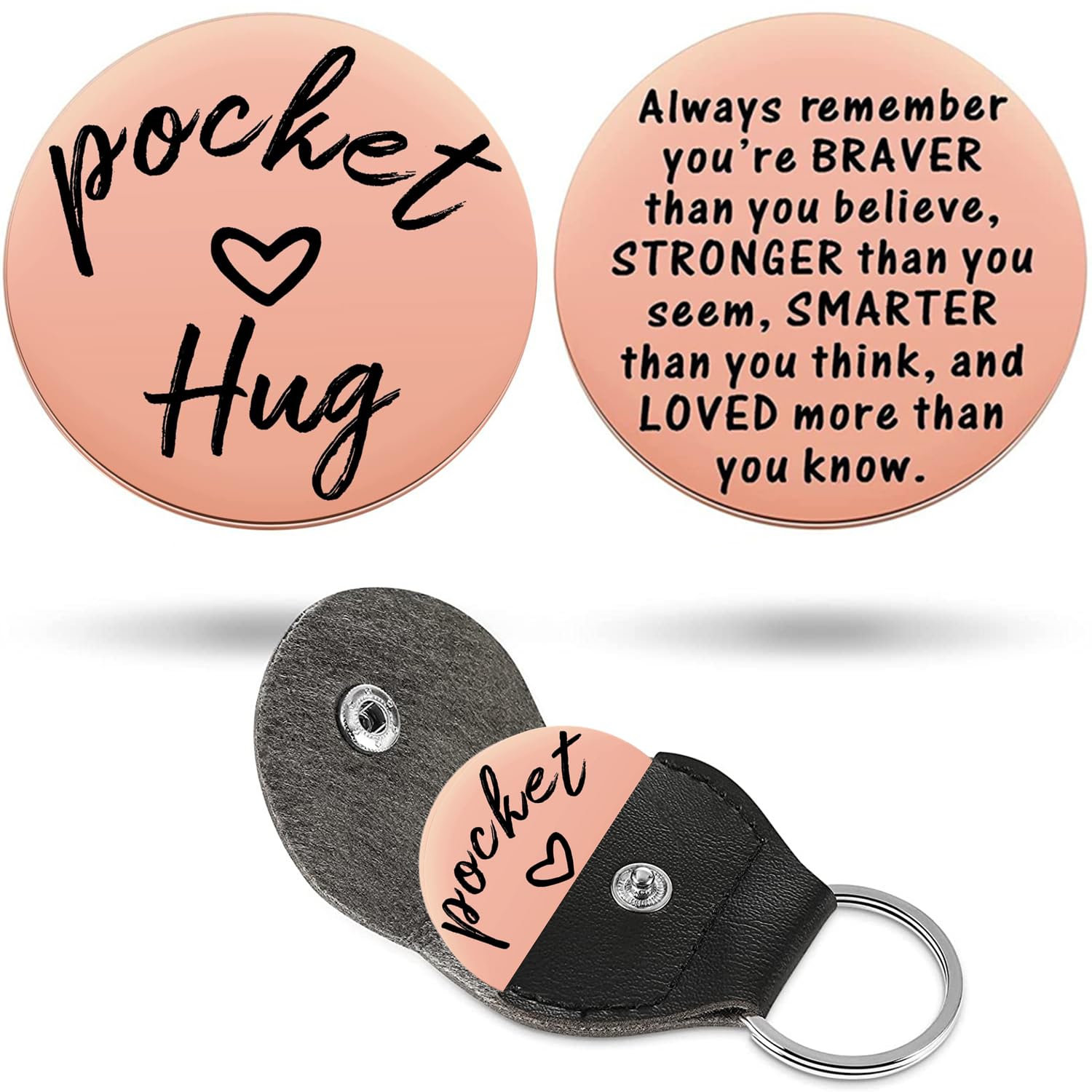 HZJ-AIGO Pocket Hug Token,Long Distance Relationship Gifts,Thinking of You Gifts,Isolation Gifts,Stainless Steel Double Sided Inspirational Gifts,Stocking Fillers,Christmas Gift (E)