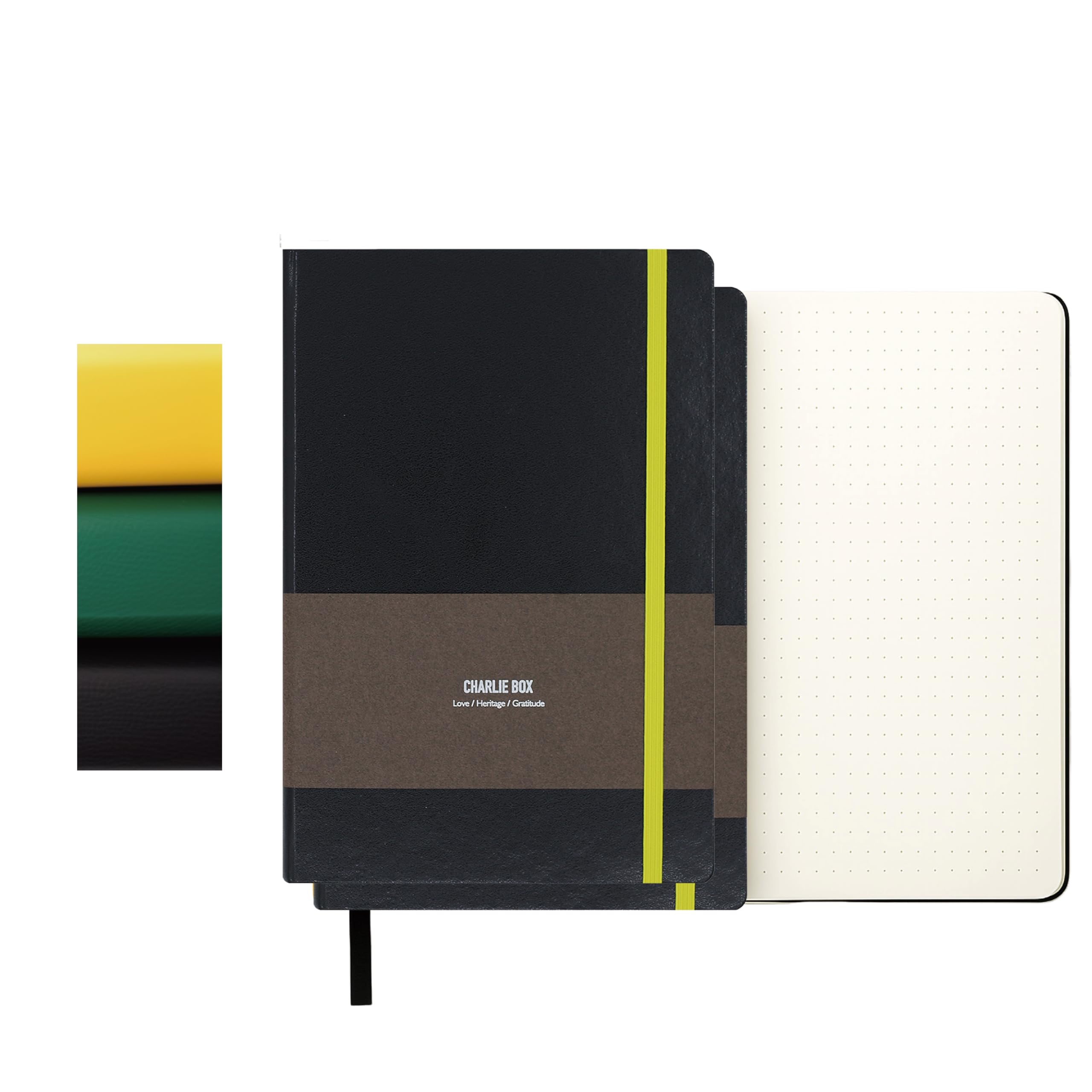 TUNJILOOL 2-Pack A6 Dotted Notebook - Leather Hardcover, 192 Pages 80GSM Thick Paper, Elastic Band & Inner Pocket for Creative Planning, Sketching, & Daily Notes