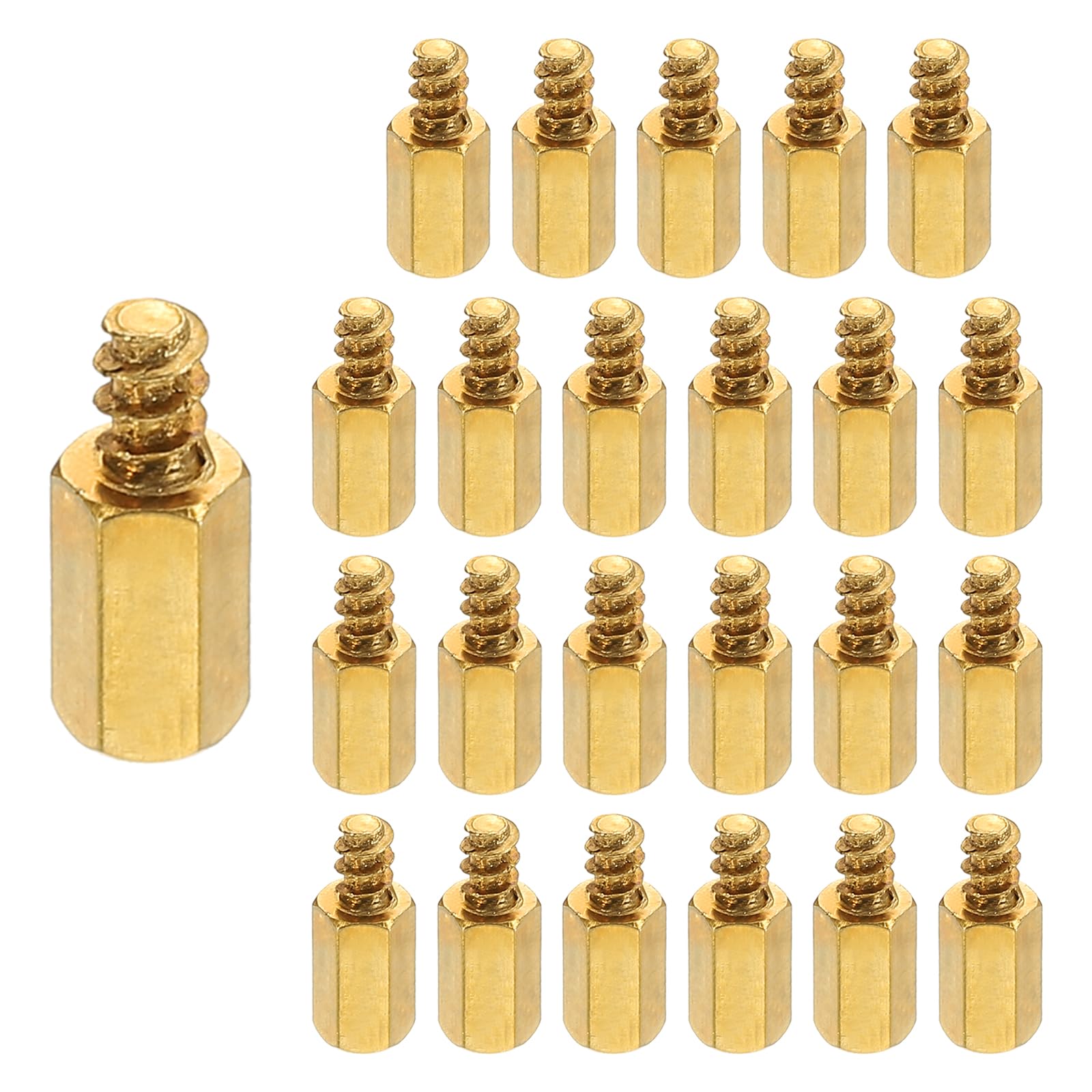 PATIKIL 24pcs M4 Male to Female Self-Tapping Hex Standoffs Spacers Pillars, M4 10+6mm Brass Motherboard Standoffs Copper — image 1