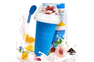 Slushie maker cup - Frozen magic cup from tiktok made me buy it. RedRoko DIY smoothie, ice cream, icee cup comes with cup, lid and spoon (Blue)