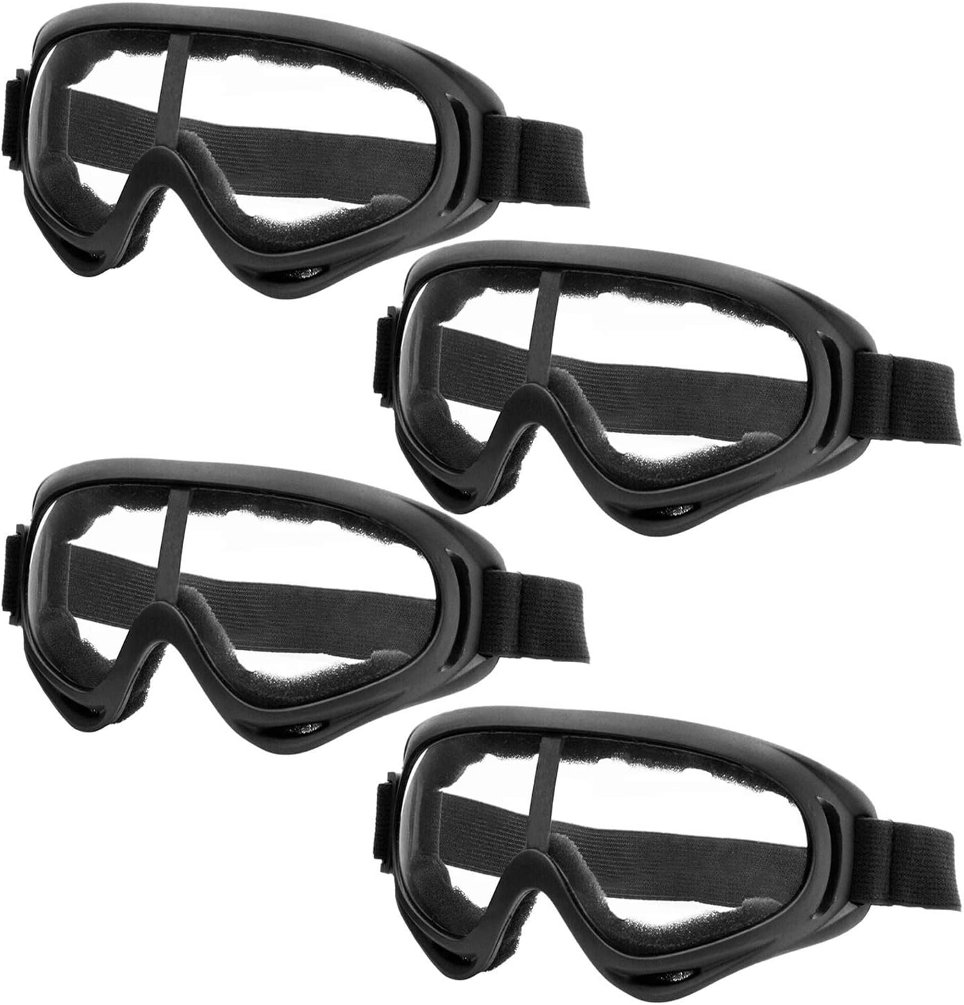 LJDJMotorcycle Goggles,4 Pack Dirt Bike ATV Motocross Riding Offroad Protective with 4 Pack Neck Breathable Bandana Mask