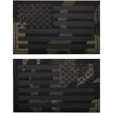 EmWoot 2PCS USA American Flag Patch Reflective Morale Patch Hook and Loop | IR Reflective,Regular Reverse,Laser Cut,America,Tactical Military Patch,Versatile Attachment,3"&times;2" Black Camo