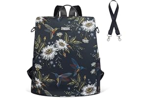 Fmeida Backpack Purse for Women Travel Anti-Theft Backpack Nylon Waterproof Daypack Fashion College Bookbag Cute Hummingbird