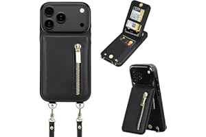 uCOLOR for iPhone 17 Pro Max Wallet Case with Card Holders for Women, Crossbody Zipper Protective Leather Case with Strap Wri