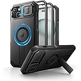 Dexnor for iPhone 15 Plus/14 Plus Case with Slide Camera Cover & Adjustable Kickstand & Built-in Screen Protector, Magsafe Rugged Shockproof Bumper Cases Heavy-Duty Magnetic Protective Cover,Black