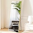 Sweetcrispy 64"x21" Full Length Mirror Full Body Floor Mirror Standing Hanging or Leaning Wall, Wall Mirror with Stand Aluminum Alloy Thin Frame for Bedroom Cloakroom,Gold