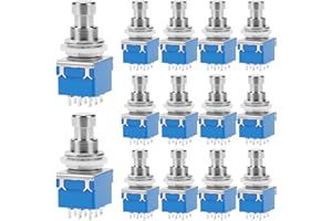 QWORK Guitar Effect Pedal 3PDT Footswitch, 14 Pcs Triple Pole Double Throw Latching Stomp Push Button with True Bypass, 9 Pin Solder Lugs for Effect Pedals, Amplifiers & Music Equipment